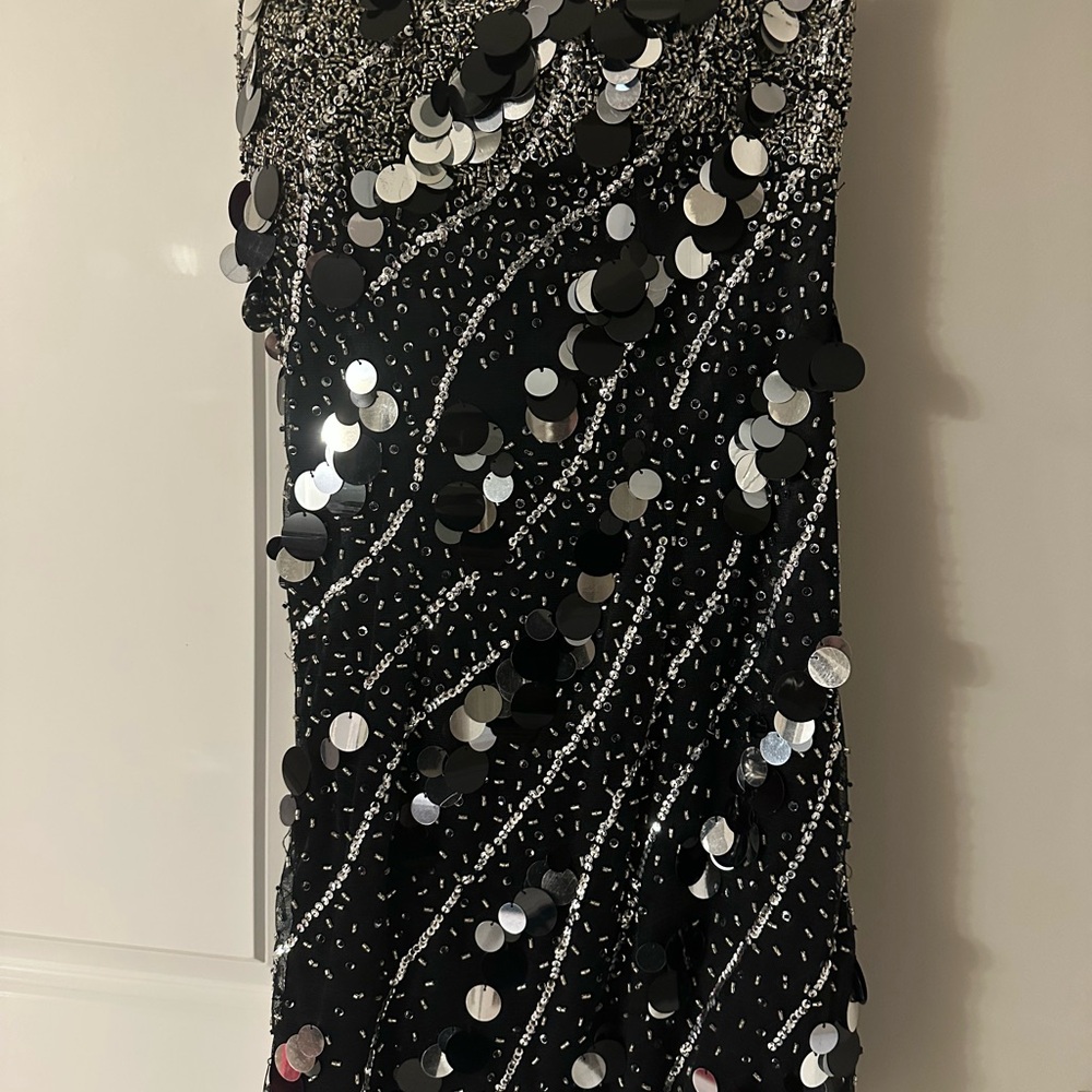 Black and Silver Mini Sequin Dress